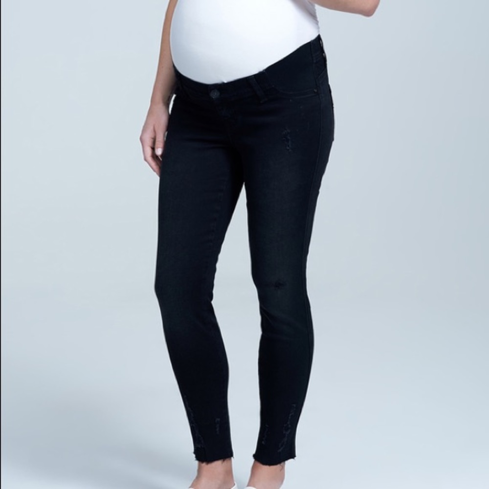 SEVEN 7 For All Mankind Maternity Denim Jeans Raw Hem Skinny Jeans